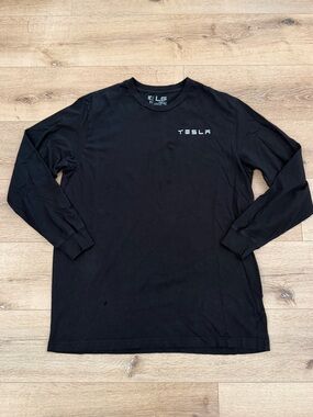 LG Men's Black Long Sleeve Tesla Logo Tee